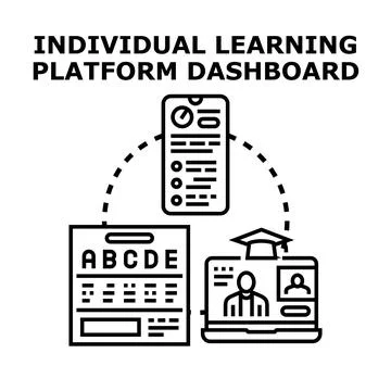 Individual learning platform dashboard with online learning resources 스톡 일러스트