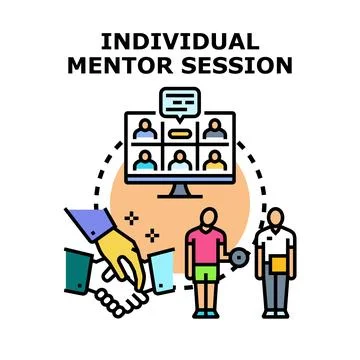 Individual mentor session virtual coaching handshake Stock Illustration