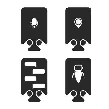 Individual mobile assistant, voice recognition technology, hands typing messa Stock Illustration