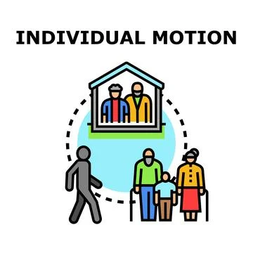 Individual motion concept moving away from family Stock Illustration