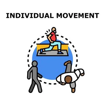 Individual movement concept with exercising, walking, and dynamic activity Stock Illustration
