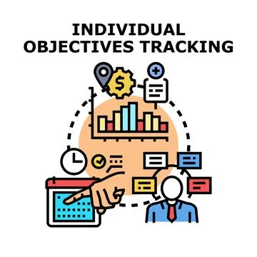Individual objectives tracking system for business performance Stock Illustration