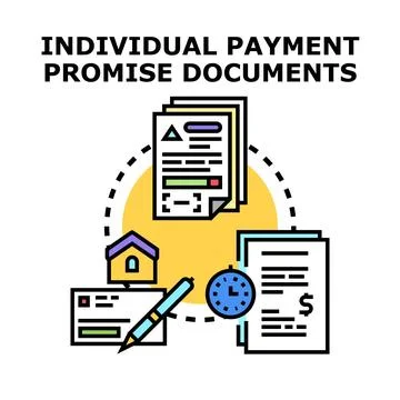 Individual payment promise documents concept vector illustration Stock Illustration