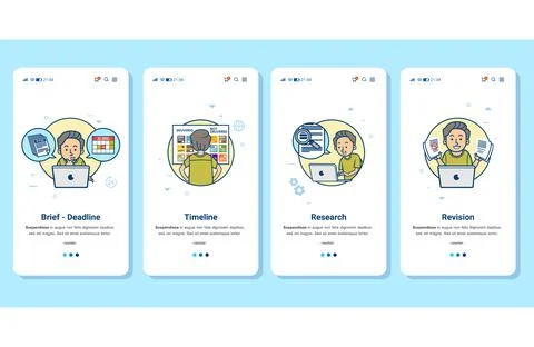 Individual project process lineart vector illustration from briefing, making イラスト素材