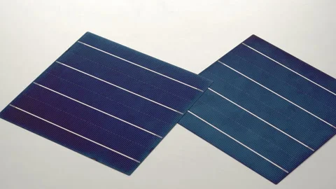 Individual PV Solar Cells Dropping onto Table Stock Footage 155331950