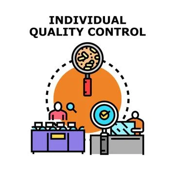 Individual quality control examining product defects and standards Stock Illustration
