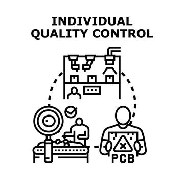 Individual quality control managing production manufacturing process Stock Illustration