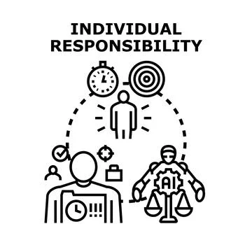 Individual responsibility concept with ai decision making Stock Illustration