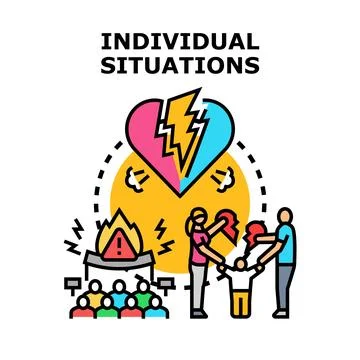 Individual situations causing conflict and family problems Stock Illustration