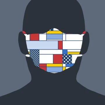 Individual style face mask. Eccentric surgical mask during epidemic. Vector c Stock Illustration