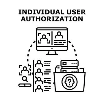 Individual user authorization process for accessing data Stock Illustration