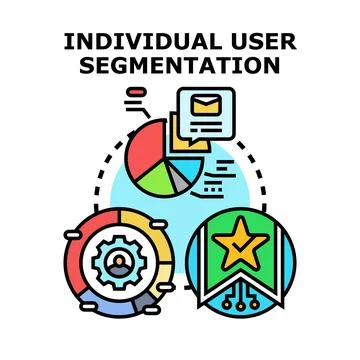 Individual user segmentation analyzing customer data for marketing Stock Illustration