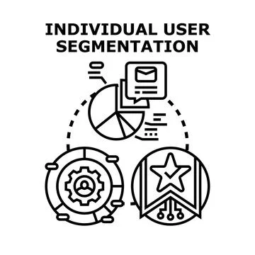 Individual user segmentation analyzing customer data for marketing Stock Illustration