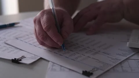 Individual Working On Official Financial Documents, Male Professional Stock Footage 327336028