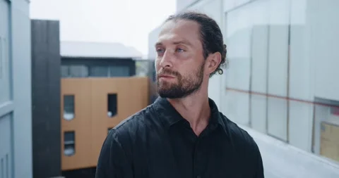 Individuality authenticity man's active position.Man surrounded by an urban Stock Footage 256436783