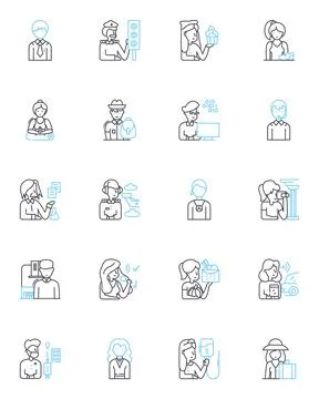 Individuality linear icons set. Unique, Self-expression, Originality Stock Illustration