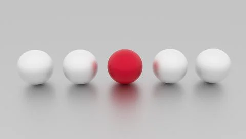 Individuality, unique and different red ball and other white. Contrast concep Stock-Illustration