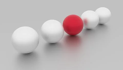 Individuality, unique and different red ball and other white. Contrast concep Stock Illustration