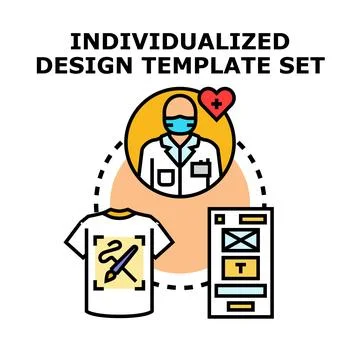 Individualized design template set creating custom apparel and web pages Illustrazione stock