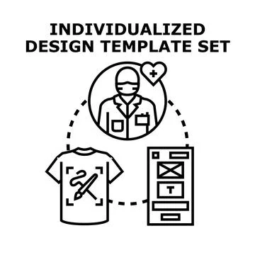 Individualized design template set creating custom apparel and web pages Stock Illustration