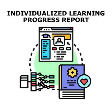 Individualized learning progress report concept developing education analytic Illustrazione stock