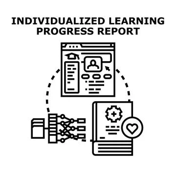 Individualized learning progress report concept developing education analytic Stock Illustration