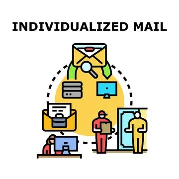 Individualized mail marketing communication process concept Stock Illustration