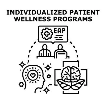 Individualized patient wellness programming mental health support Stock Illustration