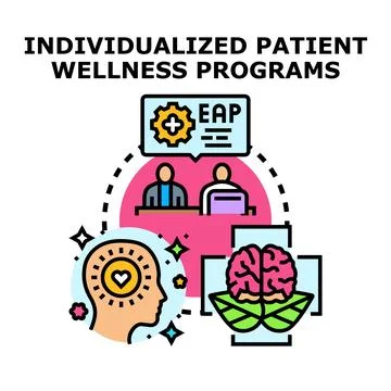 Individualized patient wellness programming mental health support Stock Illustration
