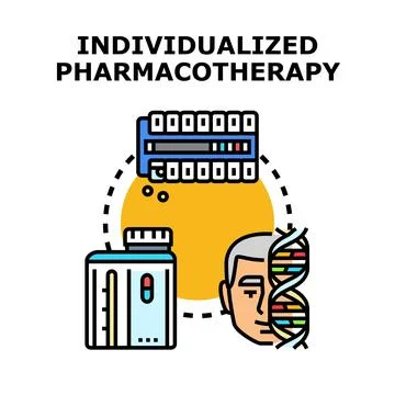 Individualized pharmacotherapy concept combining genetics and treatment Stock Illustration