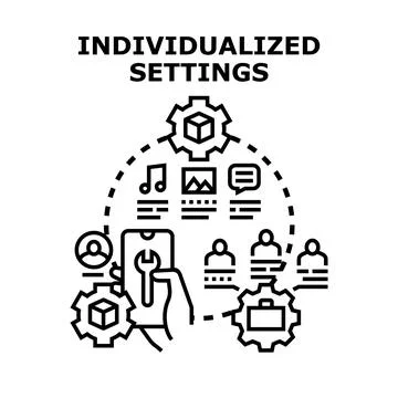 Individualized settings concept for mobile device user experience Stock Illustration