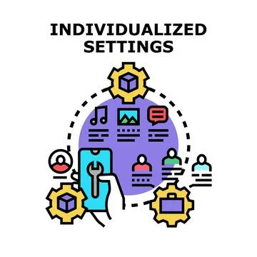 Individualized settings concept for mobile device user experience Stock Illustration