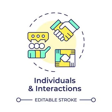 Individuals and interactions multi color concept icon Illustrazione stock