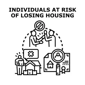 Individuals experiencing housing instability, eviction, and homelessness risk Stock Illustration