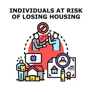 Individuals experiencing housing instability, eviction, and homelessness risk Stock Illustration