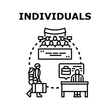 Individuals processing migration, asylum, and refugee status Stock Illustration