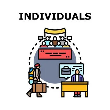 Individuals processing migration, asylum, and refugee status Stock Illustration