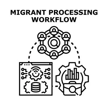 Individuals processing workflow, data and documentation system Stock Illustration