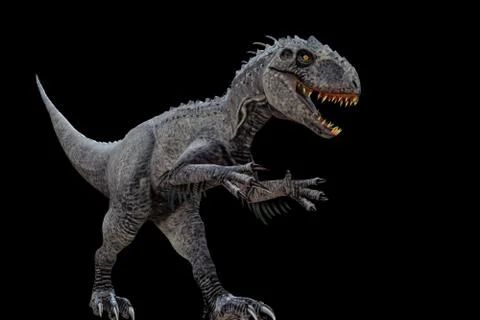 Indominus rex isolated  on black background Stock Illustration