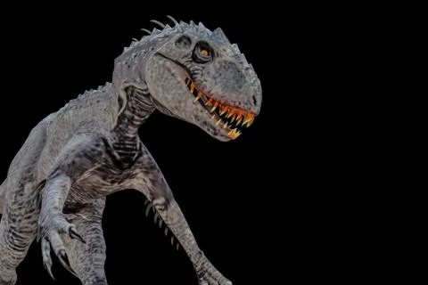 Indominus rex isolated  on black background Stock Illustration