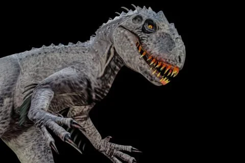 Indominus rex isolated  on black background Stock Illustration