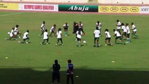 Indomitable Lioness of Cameroon seen warming up ahead of Olympic qualifier Stock Footage 265899544