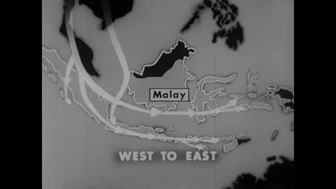 INDONESIA - 1966 - Animated map showing the migration pattern of the Malay and Stock Footage 327751961