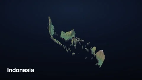 Indonesia 3D elevation relief map 스톡 동영상 340607785