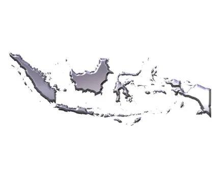 Indonesia 3D Silver Map Stock Illustration