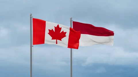 Indonesia and Canada flag Stock Footage 252024005