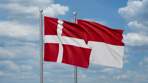Indonesia and Denmark two flags Stock Footage 268846822