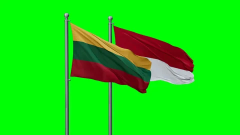 Indonesia and Lithuania two flags Stock Footage 292814329