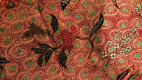 Indonesia batik pattern fabric, textured cloth background Stock Photos