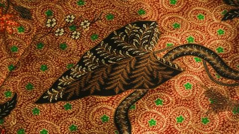 Indonesia batik pattern fabric, textured cloth background Stock Photos